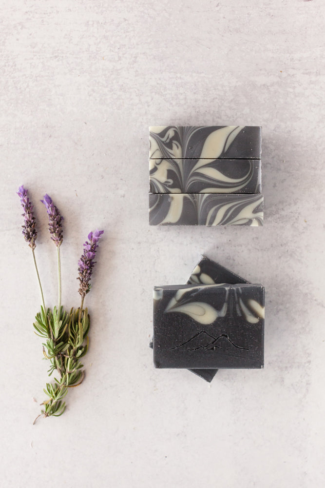 Handmade charcoal lavender soap
