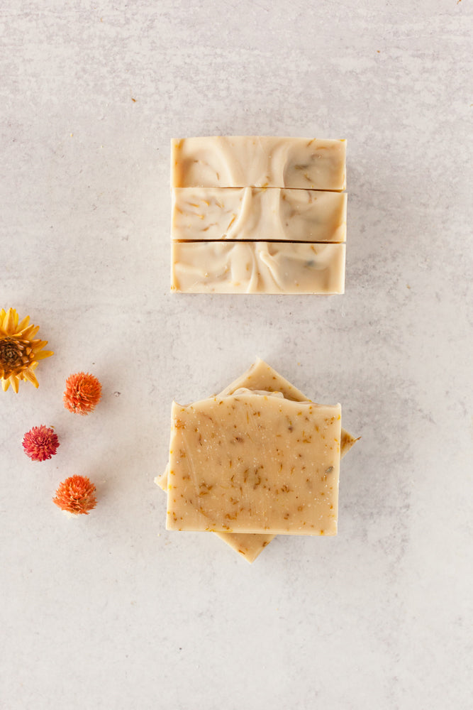 Handmade goat milk soap with organic calendula