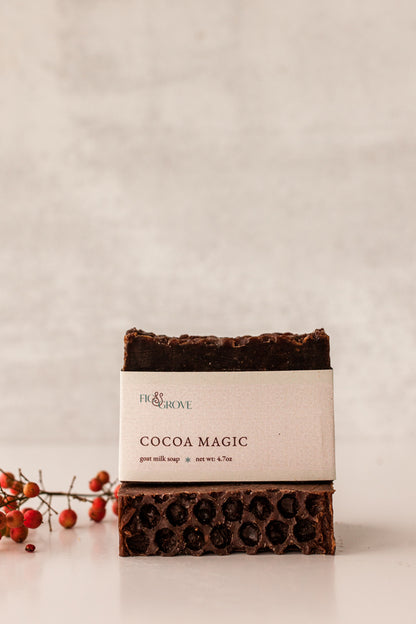 Close-up of Cocoa Magic soap with  coffee tones – Fig & Grove